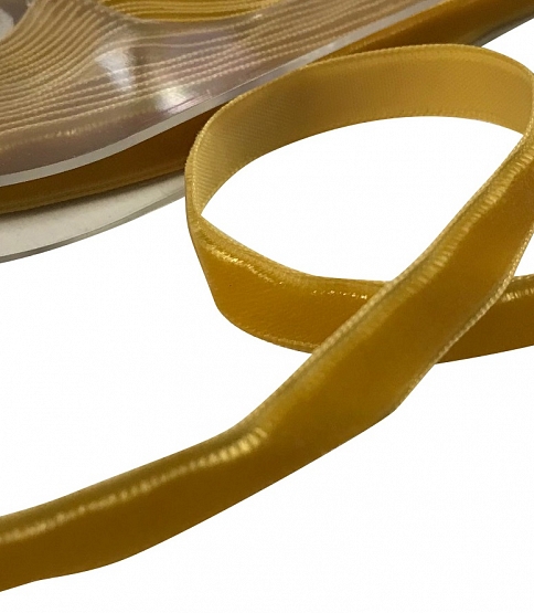 10mm Mustard Velvet Ribbon 10 Mtr Roll - Click Image to Close